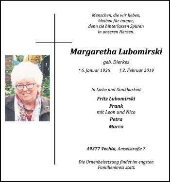 Anzeige von Margaretha Lubomirski von OM-Medien