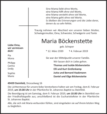 Anzeige von Maria Böckenstette von OM-Medien