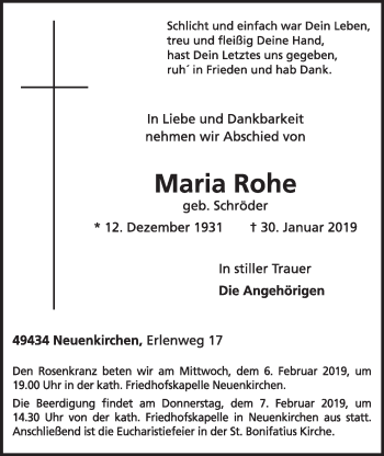 Anzeige von Maria Rohe von OM-Medien
