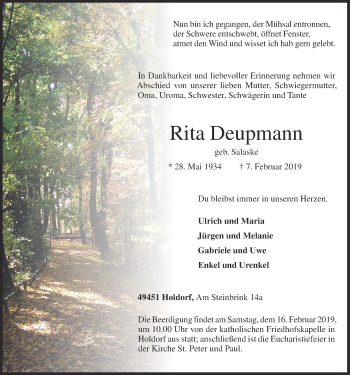 Anzeige von Rita Deupmann von OM-Medien