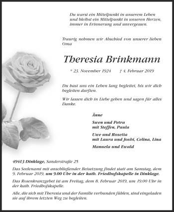 Anzeige von Theresia Brinkmann von OM-Medien