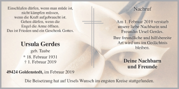 Anzeige von Ursula Gerdes von OM-Medien