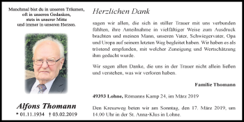 Anzeige von Alfons Thomann von OM-Medien