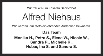 Anzeige von Alfred Niehaus von OM-Medien