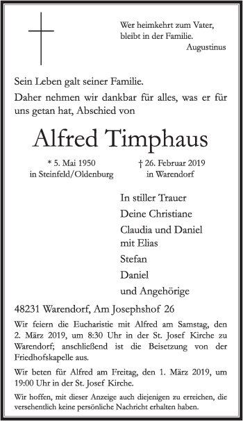 Anzeige von Alfred Timphaus von OM-Medien