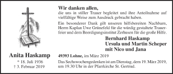 Anzeige von Anita Haskamp von OM-Medien
