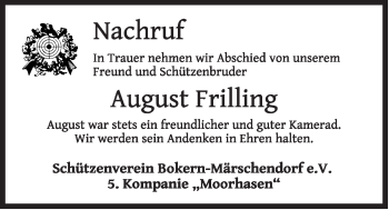 Anzeige von August Frilling von OM-Medien