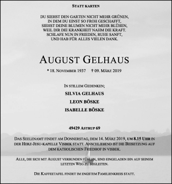 Anzeige von August Gelhaus von OM-Medien