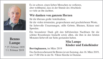 Anzeige von Benno Lampe von OM-Medien