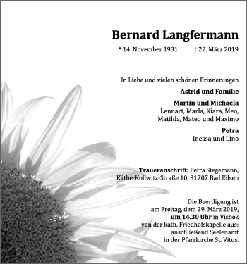 Anzeige von Bernard Langfermann von OM-Medien