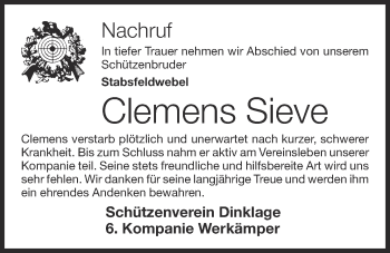 Anzeige von Clemens Sieve von OM-Medien