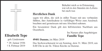 Anzeige von Elisabeth Tepe von OM-Medien