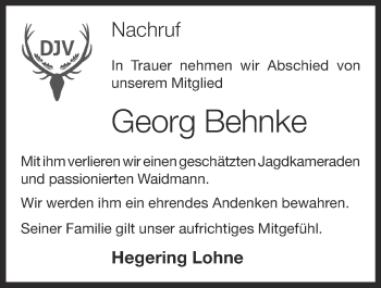 Anzeige von Georg Behnke von OM-Medien