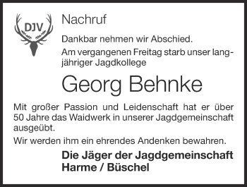 Anzeige von Georg Behnke von OM-Medien