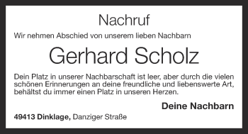 Anzeige von Gerhard Scholz von OM-Medien