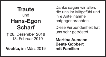 Anzeige von Hans-Egon Scharf von OM-Medien