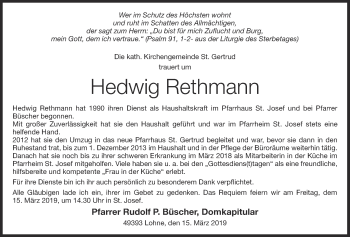 Anzeige von Hedwig Rethmann von OM-Medien