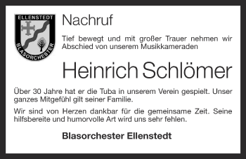 Anzeige von Heinrich Schlömer von OM-Medien