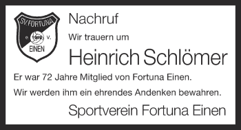 Anzeige von Heinrich Schlömer von OM-Medien