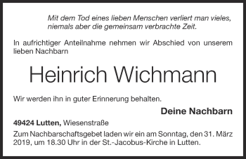 Anzeige von Heinrich Wichmann von OM-Medien