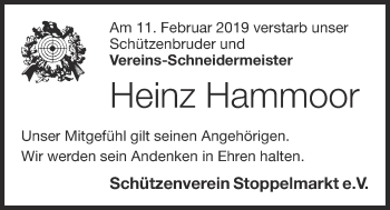 Anzeige von Heinz Hammoor von OM-Medien