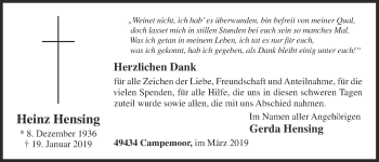 Anzeige von Heinz Hensing von OM-Medien