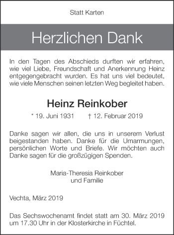 Anzeige von Heinz Reinkober von OM-Medien