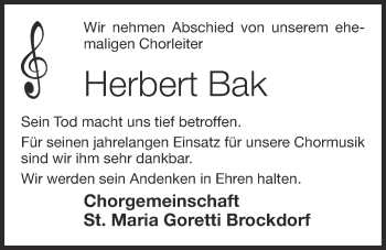 Anzeige von Herbert Bak von OM-Medien