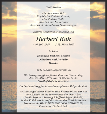 Anzeige von Herbert Bak von OM-Medien