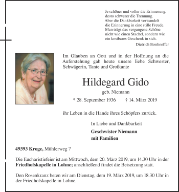 Anzeige von Hildegard Gido von OM-Medien