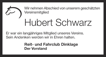 Anzeige von Hubert Schwarz von OM-Medien