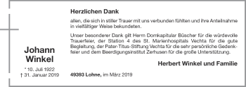 Anzeige von Johann Winkel von OM-Medien