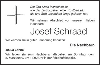 Anzeige von Josef Schraad von OM-Medien