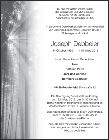 Anzeige von Joseph Debbeler von OM-Medien