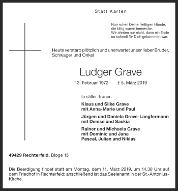 Anzeige von Ludger Grave von OM-Medien