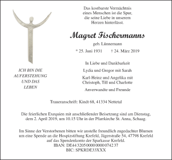 Anzeige von Magret Fischermanns von OM-Medien