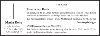 Anzeige von Maria Rohe von OM-Medien