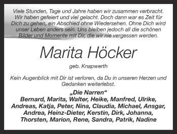 Anzeige von Marita Höcker von OM-Medien