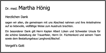Anzeige von Martha Hönig von OM-Medien