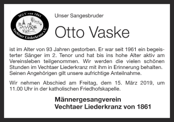 Anzeige von Otto Vaske von OM-Medien