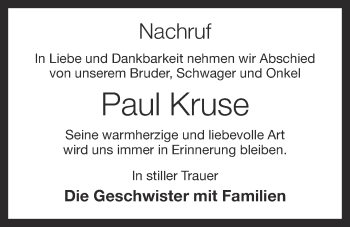 Anzeige von Paul Kruse von OM-Medien