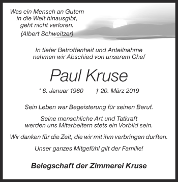 Anzeige von Paul Kruse von OM-Medien