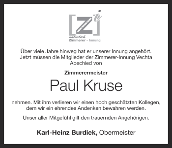 Anzeige von Paul Kruse von OM-Medien