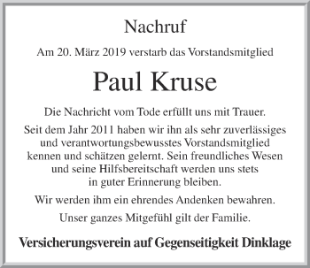 Anzeige von Paul Kruse von OM-Medien