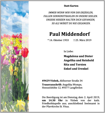 Anzeige von Paul Middendorf von OM-Medien