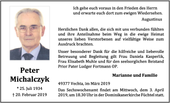 Anzeige von Peter Michalczyk von OM-Medien