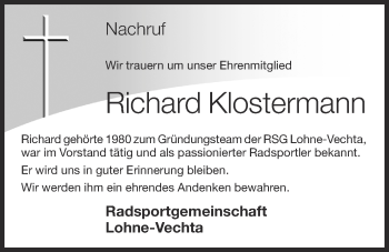 Anzeige von Richard Klostermann von OM-Medien