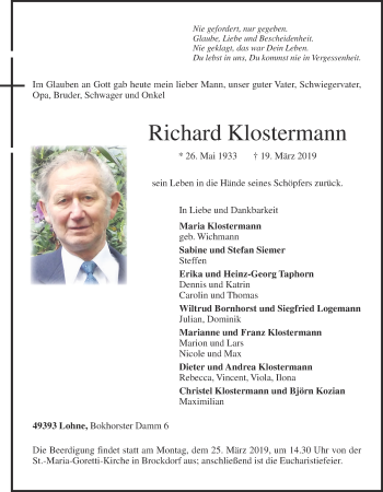 Anzeige von Richard Klostermann von OM-Medien