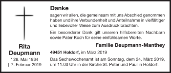 Anzeige von Rita Deupmann von OM-Medien