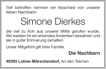 Anzeige von Simone Dierkes von OM-Medien